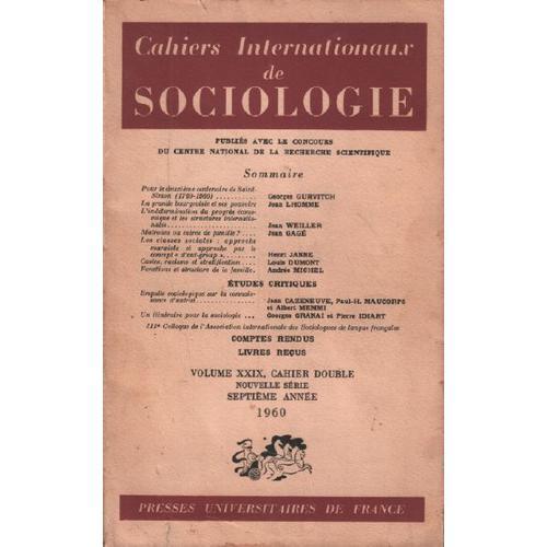 Cahiers Internationaux De Sociologie / Volume Xxix on Productcaster.