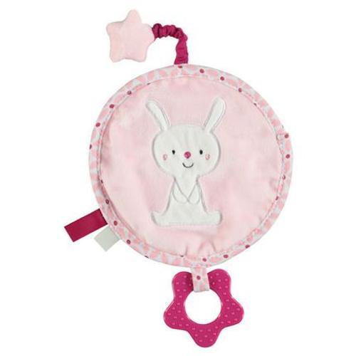 Doudou Lapin Blanc Rose Rond Jouet Eveil Bebe Anneau Dentition Fram... on Productcaster.