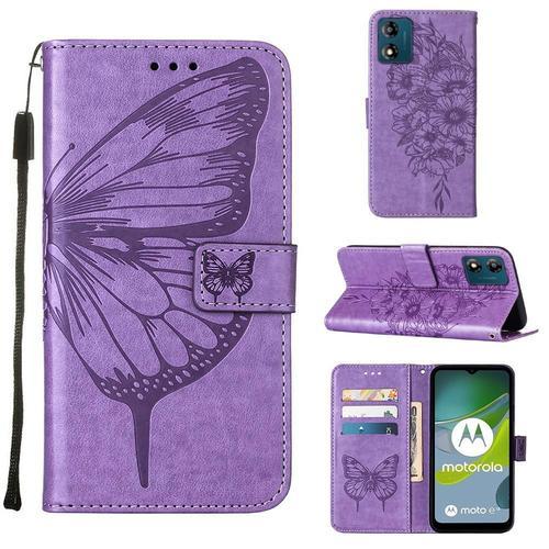 Étui Pour Motorola Moto E13 Gaufrage Papillon Couverture Rabattable... on Productcaster.