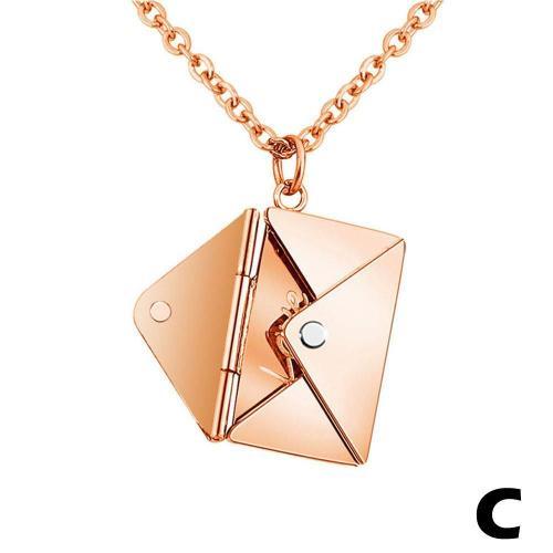 Gold Collier Enveloppe Medaillon Lettre Damour Pendentif Bijoux Cad... on Productcaster.