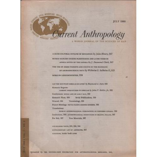 Current Anthropology / July 1960 on Productcaster.