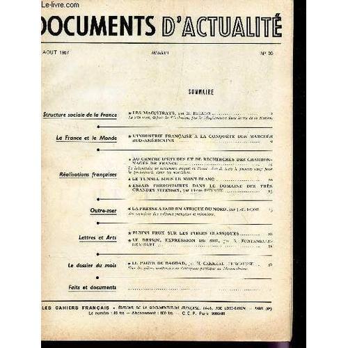 Documents D'actualite - N°20 - Aout 1957 / Les Magistrats / Lindust... on Productcaster.