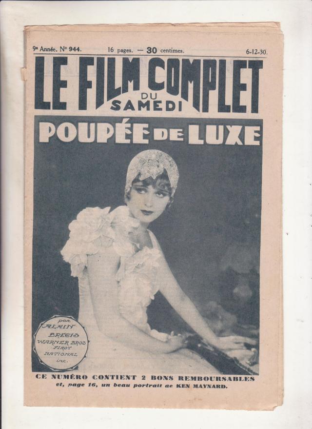 Le Film Complet Du Samedi N°944 Dec 1930 Poupée De Luxe Par Alain... on Productcaster.