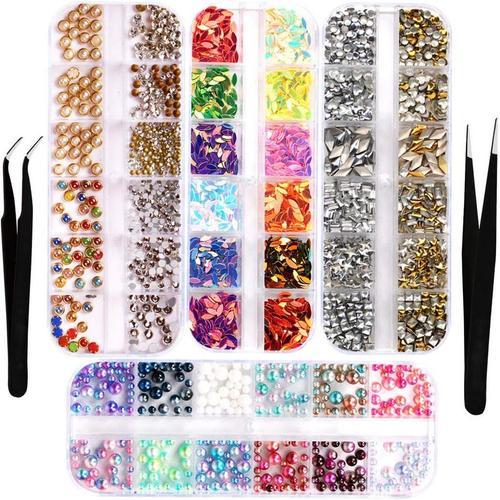 Nail Art Strass 4 boîtes Kit Strass Nail Art Kit Strass Ongles Cris... on Productcaster.