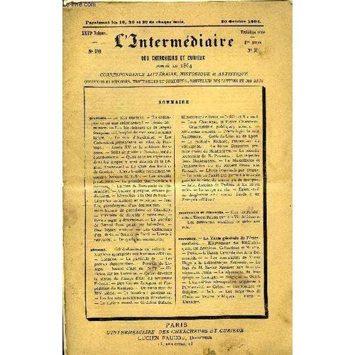 L'intermediaire Des Chercheurs Et Curieux N° 598 - Questions. ¿ Le ... on Productcaster.