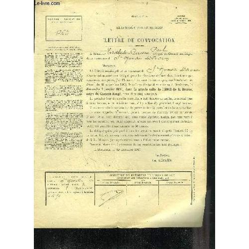 Un Ancien Document De 1906 : Elections Senatoriales Lettre De Convo... on Productcaster.