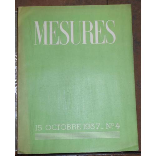 Mesures 15 Octobre 1937 N° 4 on Productcaster.