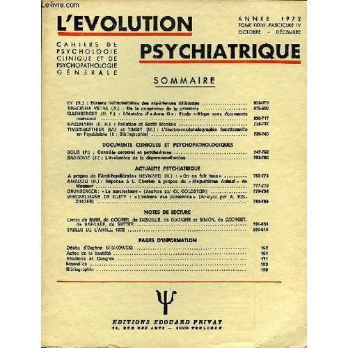 L'evolution Psychiatrique Fascicule Iv - Ey (H.) : Formes Hallucina... on Productcaster.