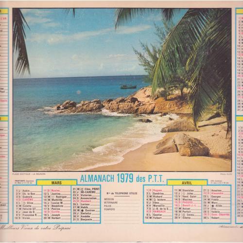 Almanach Des P.T.T. 1979 Plage Exotique-La Réunion / Griserie Des ... on Productcaster.