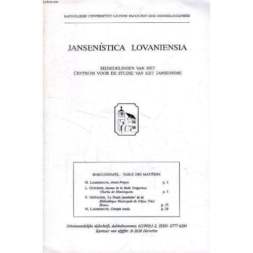 Jansenistica Lovaniensia, 6 (1990), 1-2 (Sommaire: M. Lamberigts, A... on Productcaster.