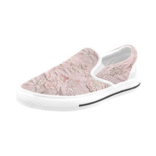 Chaussures À Enfiler Tissu Lin Brodé Chic Rose Blush Sans Lacets Po... on Productcaster.