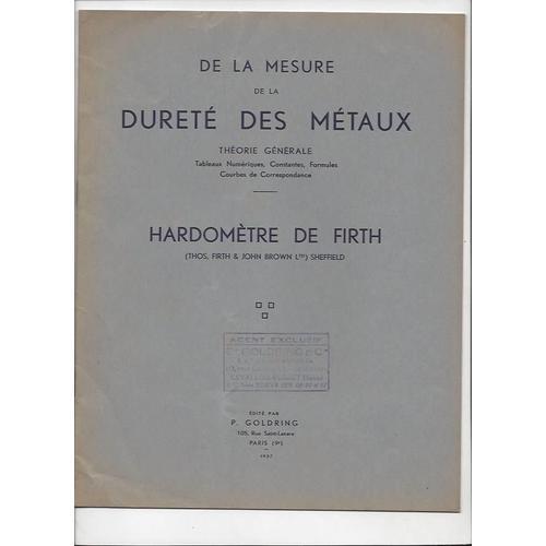 De La Mesure De La Durete Des Metaux Theorie Generale Hardometre De... on Productcaster.