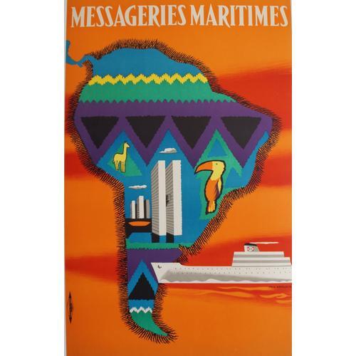 Affiche Amerique Sud Messageries Maritimes on Productcaster.