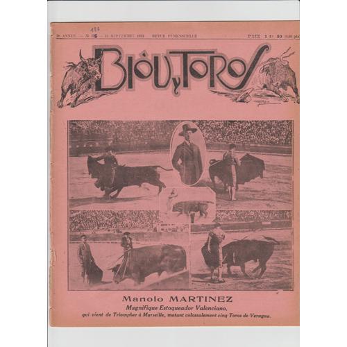 Revue Biou Y Toros N° 186 Du 11 Septembre 1933 on Productcaster.