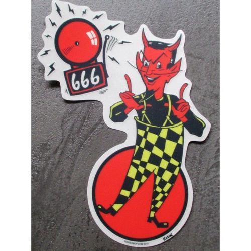 Sticker Diable 666 En Salopette A Damier Autocolant Kustom on Productcaster.