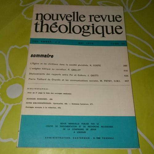 Nouvelle Revue De Théologie, N°5 Mai 1976 Tome 98 on Productcaster.