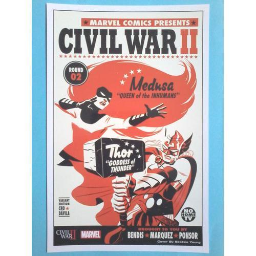 Lithographie 17 X 26 Cm "Civil War 2 : Thor Vs Medusa" (Marvel Comi... on Productcaster.