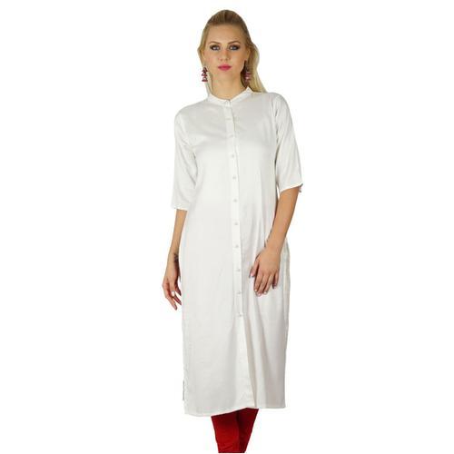 Bimba Blanc Tunique ? Manches 3/4 Rayon Personnalis? Kurti Casual F... on Productcaster.