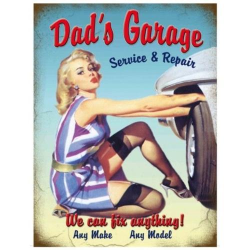 Plaque Pin Up Change Une Roue Dad S Garage Bleu 70x50cm Tole Deco U... on Productcaster.