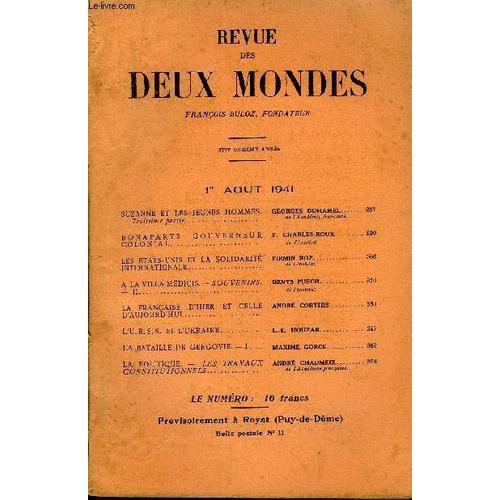 Revue Des Deux Mondes Cxie Annee N°15 - Suzanne Et Les Jeunes Homme... on Productcaster.