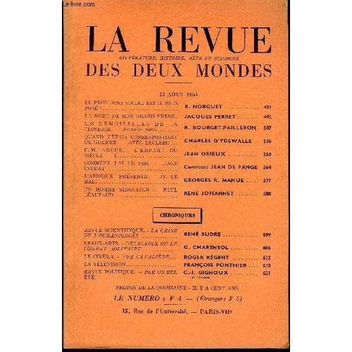 La Revue Litterature, Histoire, Arts Et Sciences Des Deux Mondes N°... on Productcaster.