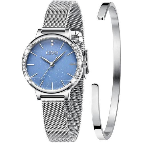 Montre Femme Set Étanche Ciel Étoilé Montres Femmes Argent Analogiq... on Productcaster.