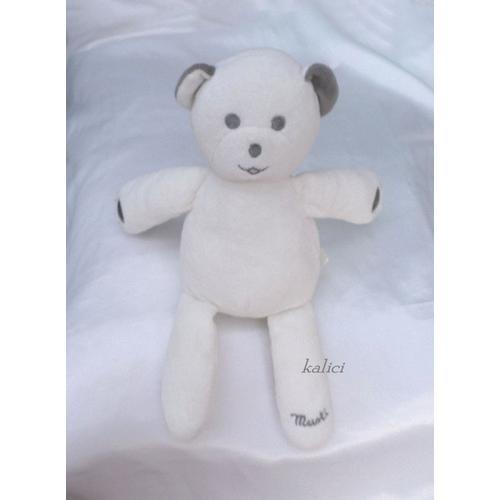 Doudou Peluche Ours Blanc Et Gris Musti De Mustela 26 Cm on Productcaster.