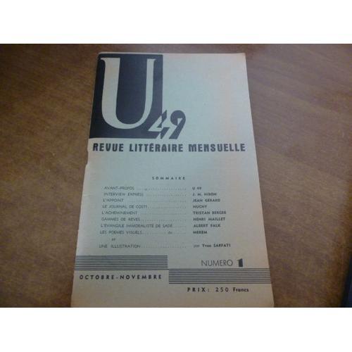 U 49 - N°1 - Revue Littéraire Mensuelle on Productcaster.