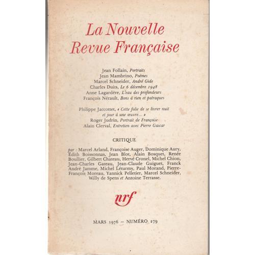 La Nouvelle Revue Française N° 279 Mars 1976 on Productcaster.