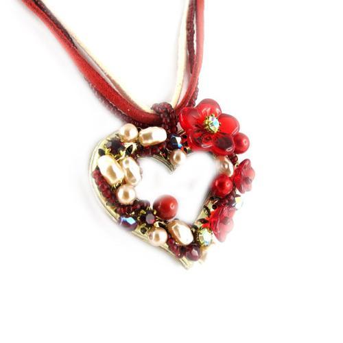 Collier Créateur "Coeur Féérique" Ivoire Rouge on Productcaster.