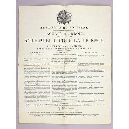 Académie De Poitiers. Faculté De Droit. Acte Public Pour La Licence... on Productcaster.