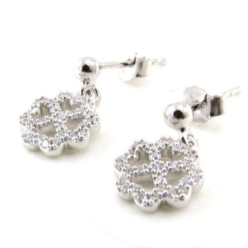 Boucles Argent "Trèfle" Blanc on Productcaster.