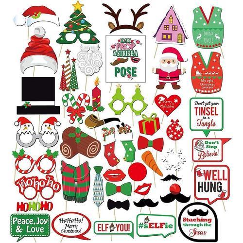 47 PCS Noël Photo Booth Props, Accessoires Photo Noël, Accessoires ... on Productcaster.