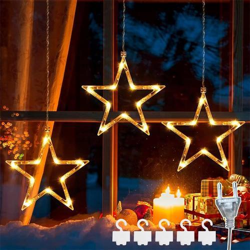 Rideau Lumineux Étoiles 18.5 cm,Fenêtre Décorative de Noël avec Éto... on Productcaster.