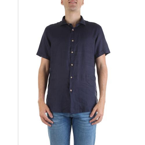 Chemise En Lin À Manches Courtes Bleue Yes Zee on Productcaster.