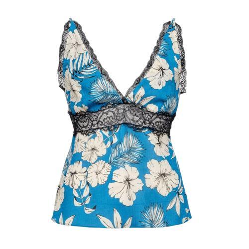 Pinko Top Trovato En Motif Floral Turquoise/Blanc on Productcaster.