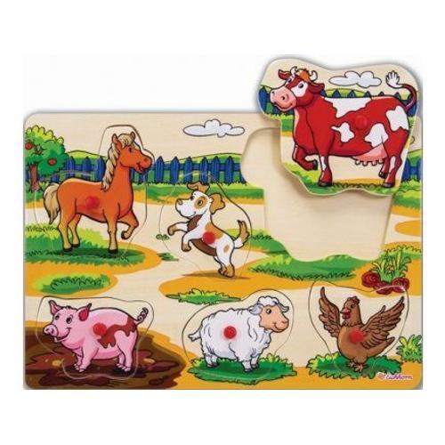 Puzzle En Bois A Encastrer Animaux De La Ferme Public 6 Pieces - Pu... on Productcaster.