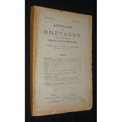 Annales De Bretagne, Tome Xix - N°2, Janvier 1904 on Productcaster.