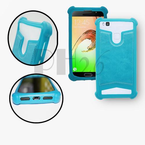 Panasonic P55 Max Coque Arrière Façon Cuir Bleu Ciel Contours En Si... on Productcaster.