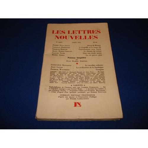 Les Lettres Nouvelles. N°18 Aout 1954 on Productcaster.