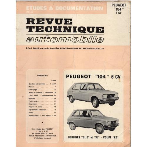 Revue Technique Automobile : Peugeot 104 6cv 3711 on Productcaster.