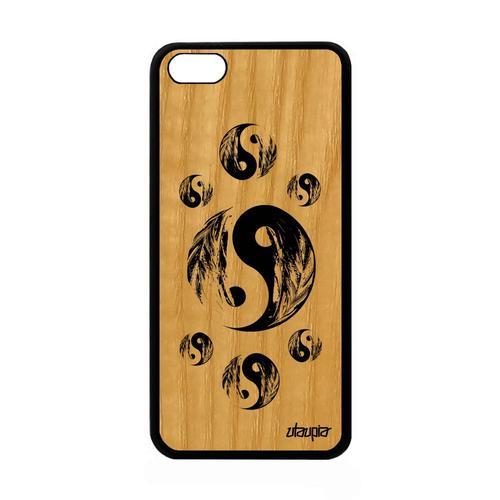 Coque Pour Iphone 5c En Bois Veritable Et Silicone Yin Et Yang Plum... on Productcaster.