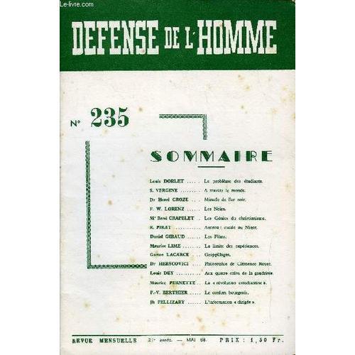 Defense De L'homme 21e Annee N° 235 - Louis Dorlet. Le Problème Des... on Productcaster.