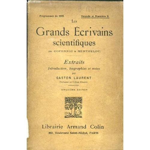 Les Grands Ecrivains Scientifiques (De Copernic A Berthelot, Extrai... on Productcaster.