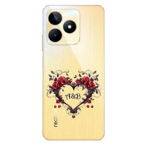 Coque Pour Realme C51 Coeur Tete De Mort Avec Vos Intiales on Productcaster.