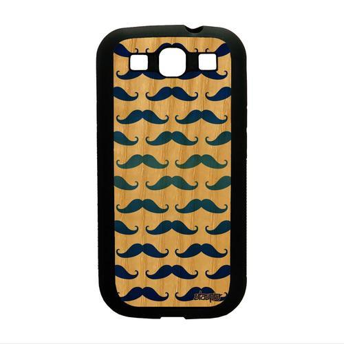 Coque Moustache Samsung S3 En Bois Silicone Motif Housse 4g Bleu Co... on Productcaster.