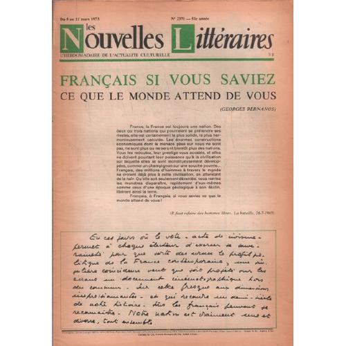 Nouvelles Litteraires N° 2371/ Français Si Vous Saviez Ce Que Le Mo... on Productcaster.