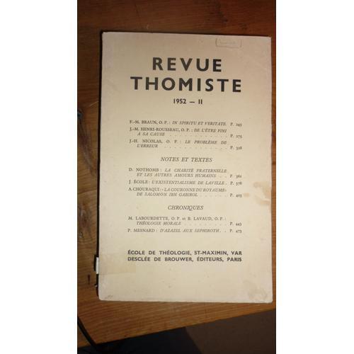 Revue Thomiste 1952 Ii on Productcaster.