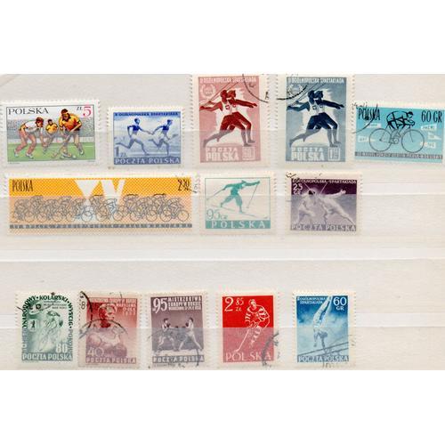 Pologne- Lot De 2 Timbres Neufs Et 11 Timbres Oblitérés- Sports on Productcaster.