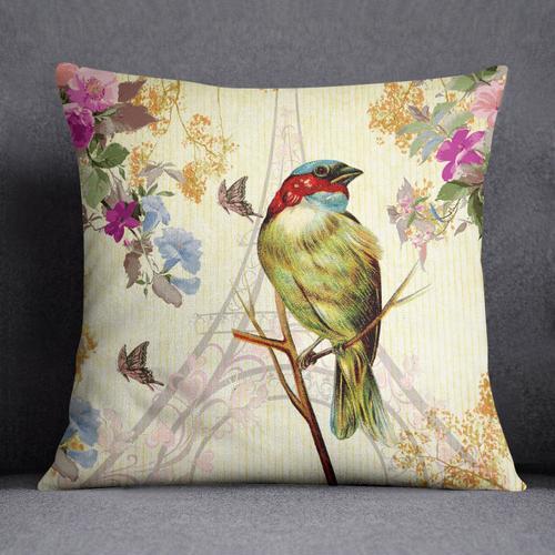 S4sassy Oiseau Décoratif Et Imprimé Floral Coussin Cas Taie D'O... on Productcaster.